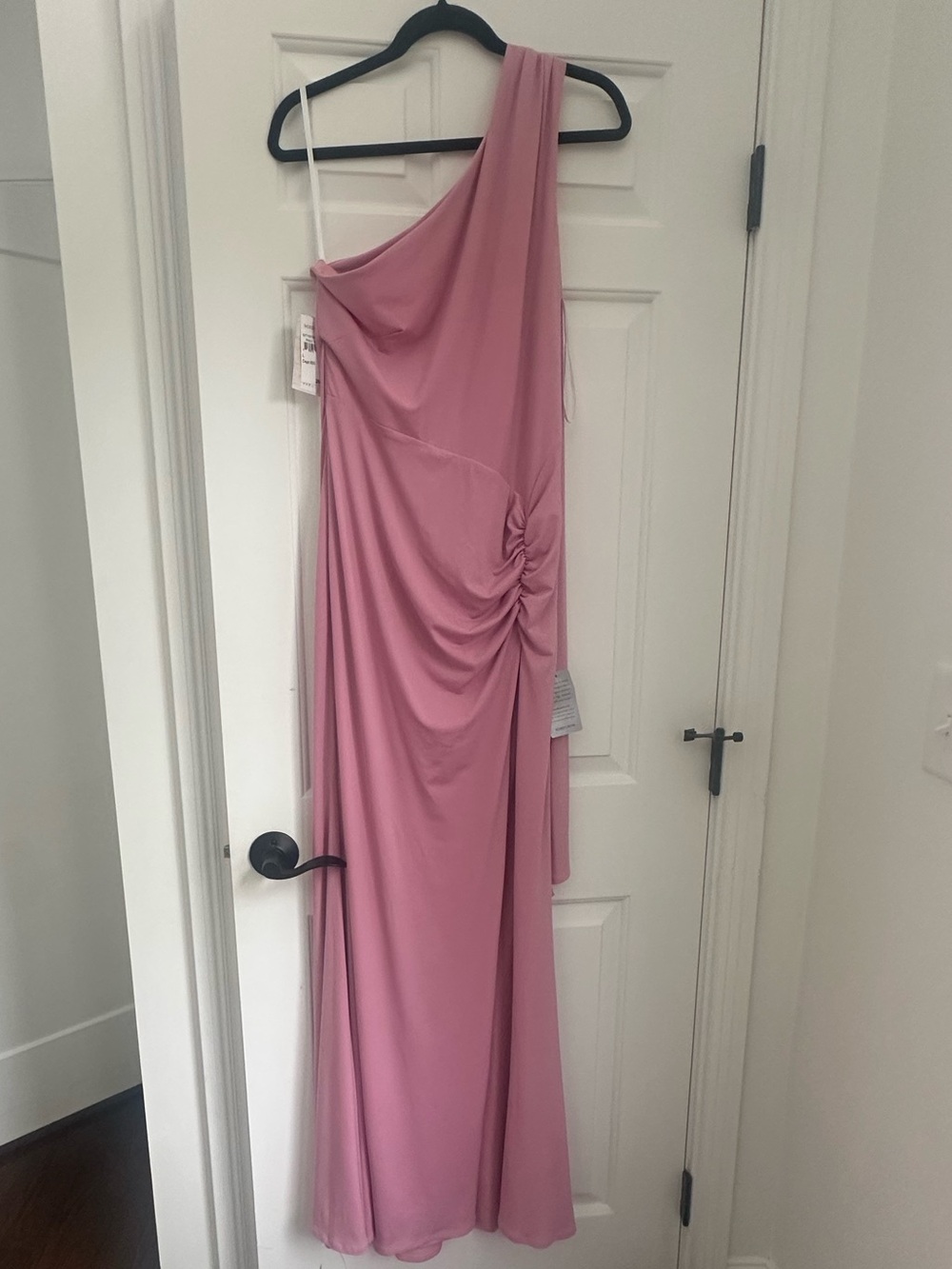 Katie May Dusty Rose One-Shoulder Ruched Gown